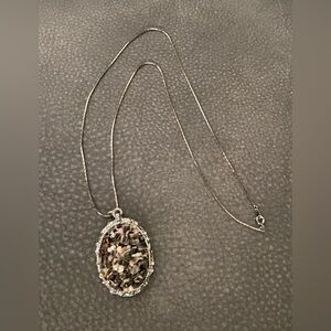Gray & Cream Pendant Necklace with silver chain